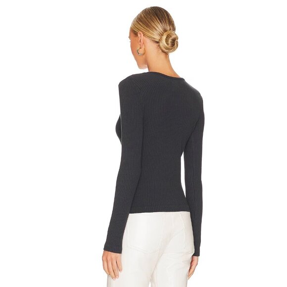 CITIZENS OF HUMANITY juni long sleeve scoop neck top Dark Gray Grey Large - Picture 7 of 16